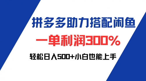 拼多多助力配合闲鱼 一单利润300% 轻松一 天500+ 小白也能轻松上手!