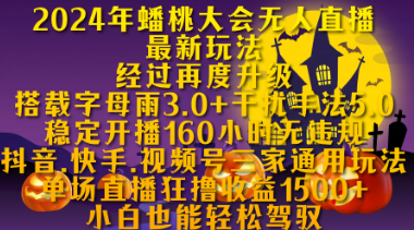 2024年蟠桃大会直播最新玩法，经过再度升 级搭载字母雨3.0+干扰手法5.0